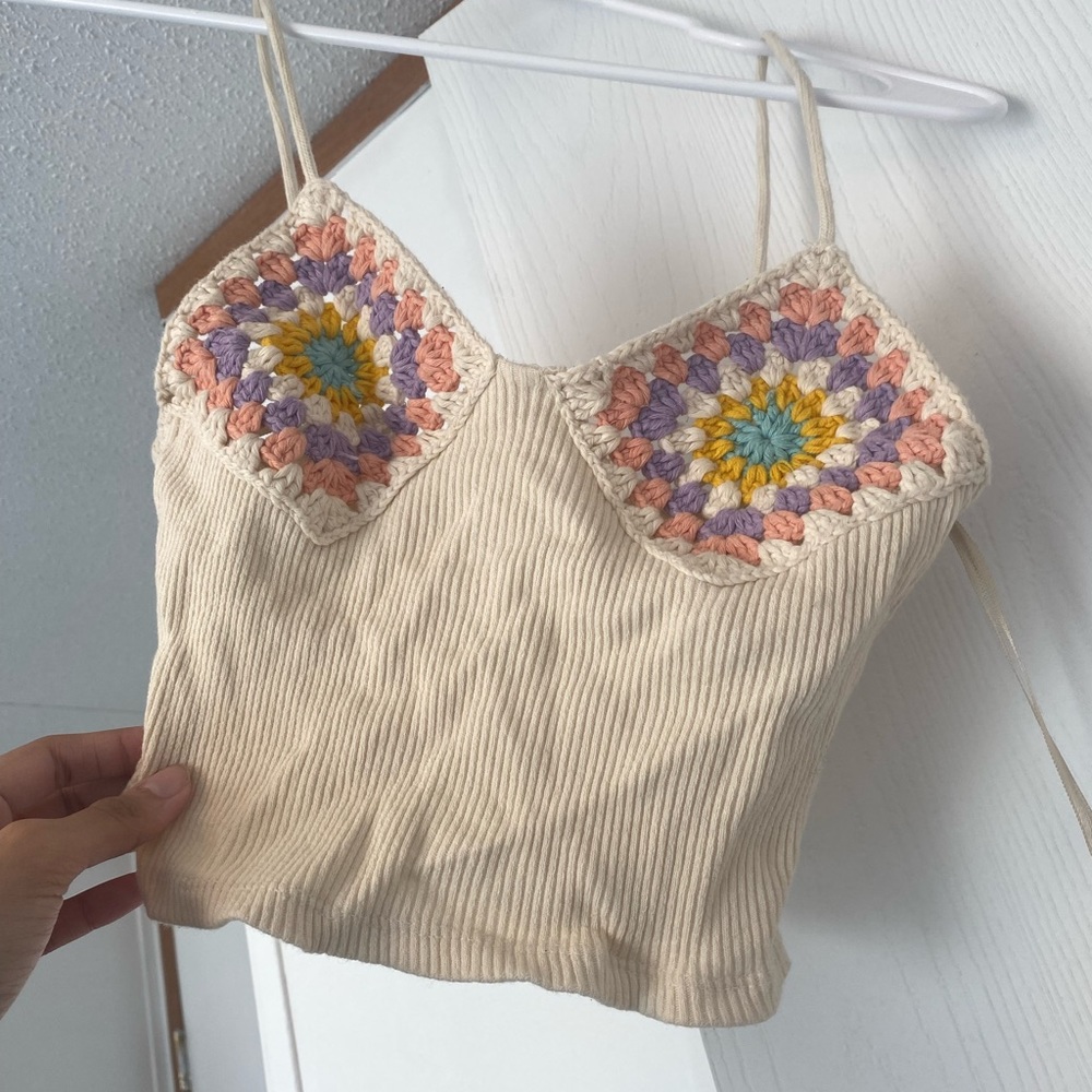 Zara knitted summer crop top🍄